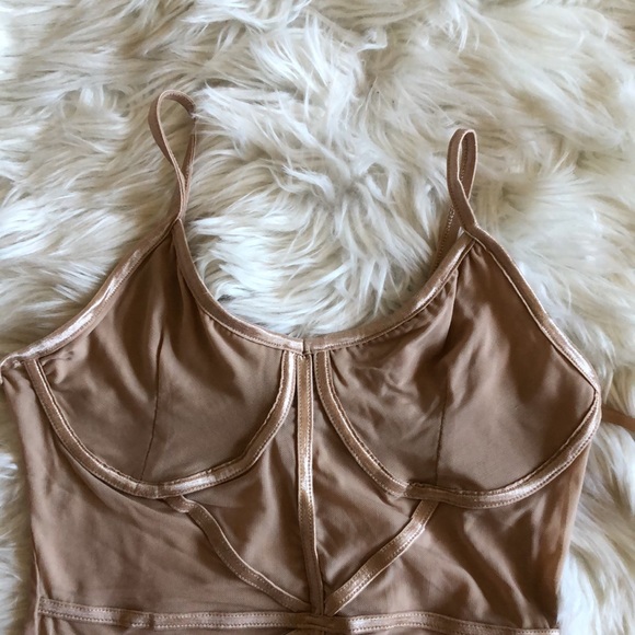 NWT Mocha Colored Bondage Style Bodysuit L - Picture 2 of 8